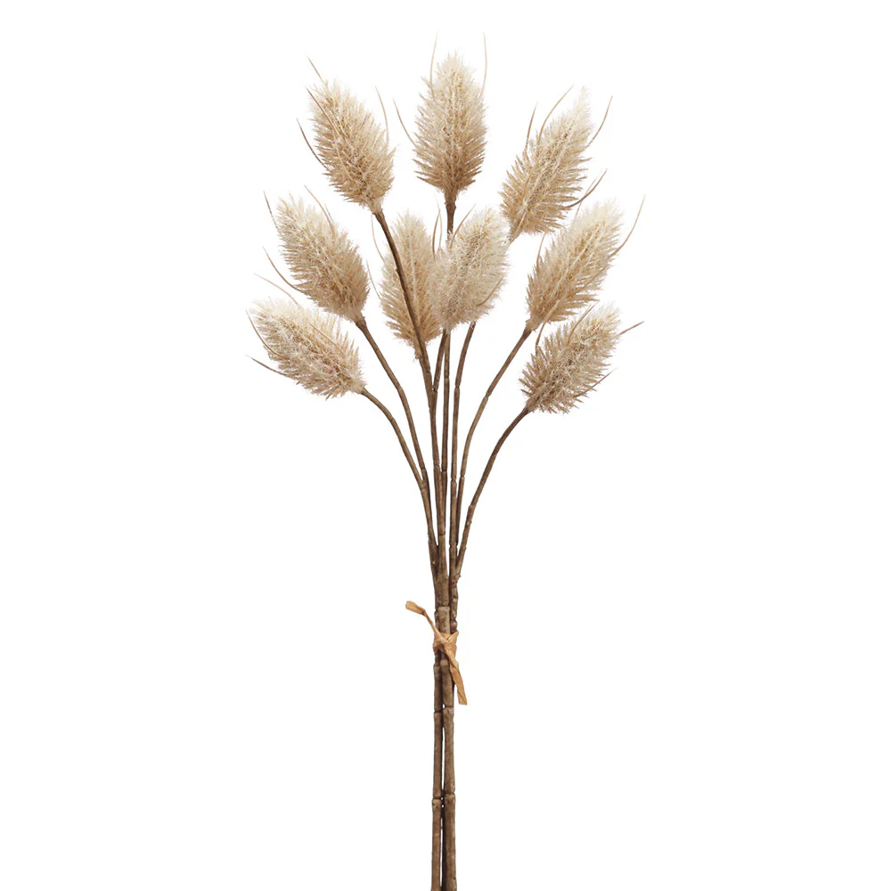 14" Artificial Hare's Tail Flower Stem Bundle -Beige (Pack of 12)