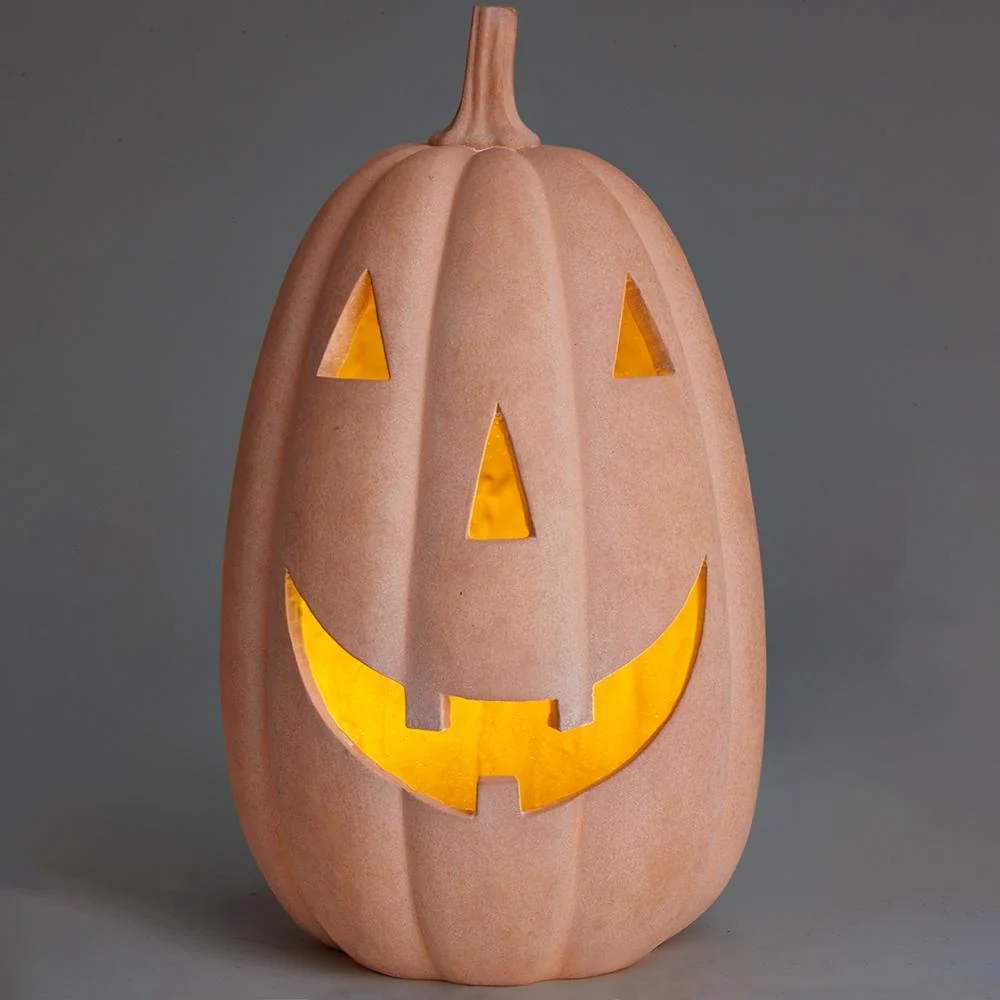 14" Battery Operated Halloween Jack-O-Lantern Pumpkin -Terracotta (Pack of 2) - Image 2