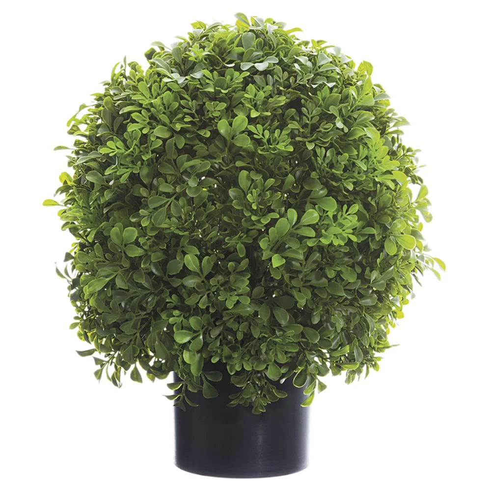 1'4" Boxwood Ball-Shaped Artificial Topiary Tree w/Pot -Green