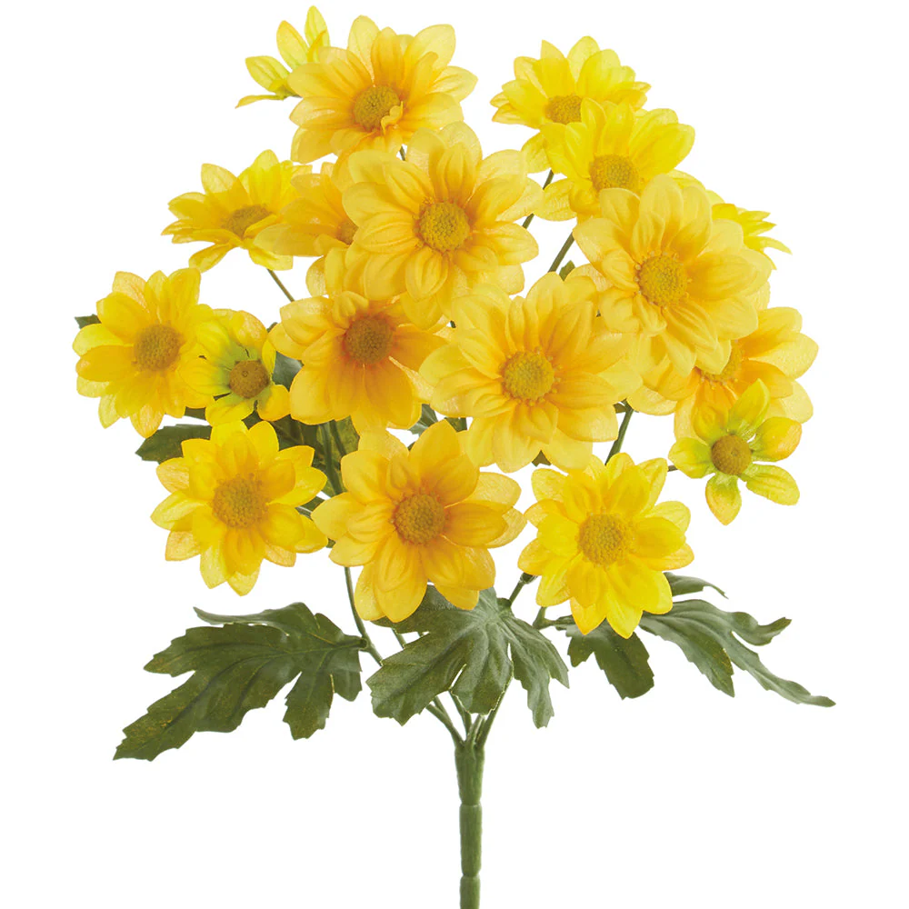 14" Daisy Silk Flower Bush -Yellow (Pack of 12)