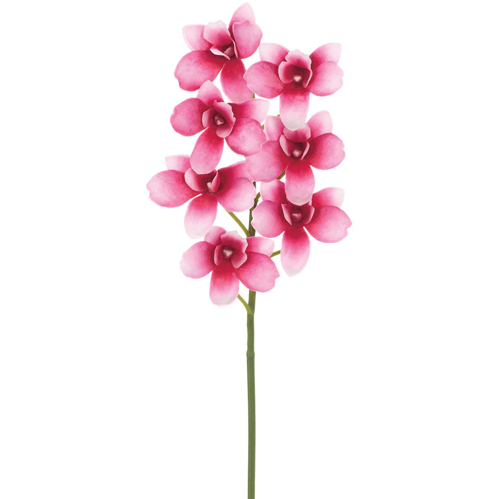 14" Dendrobium Ceasar Orchid Silk Flower Stem -Lavender/White (Pack of 6)