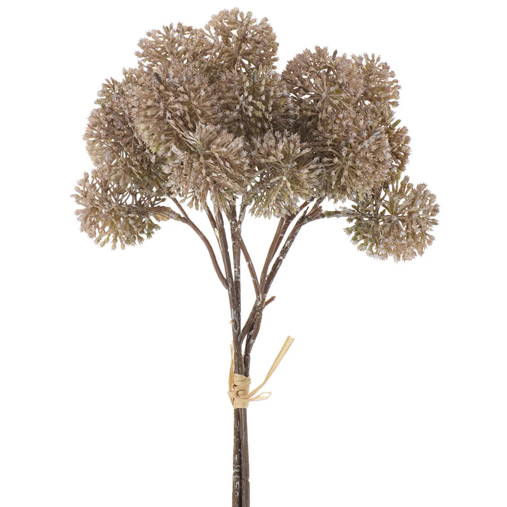 14" Globe Thistle Artificial Flower Stem Bundle -Beige (Pack of 12)