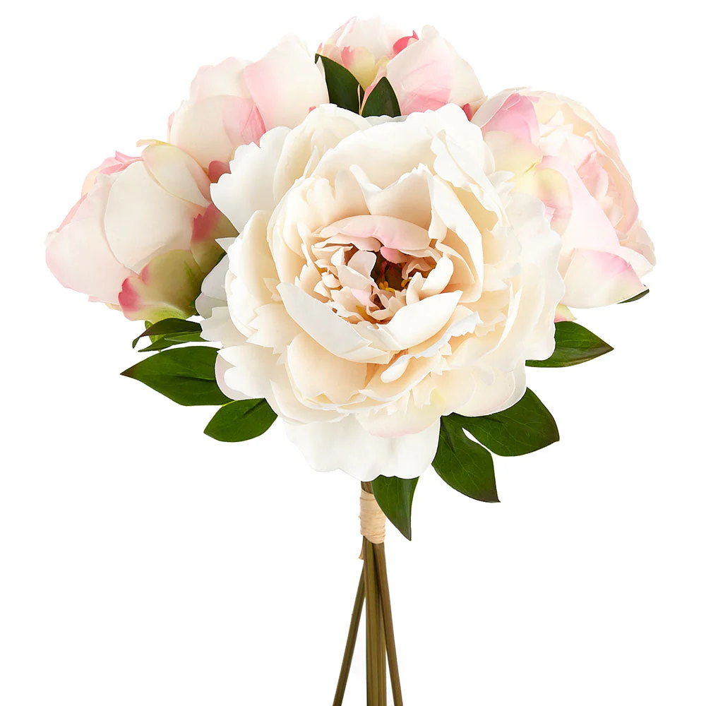 14" Real Touch Peony Silk Flower Stem Bundle -Peach (Pack of 12)