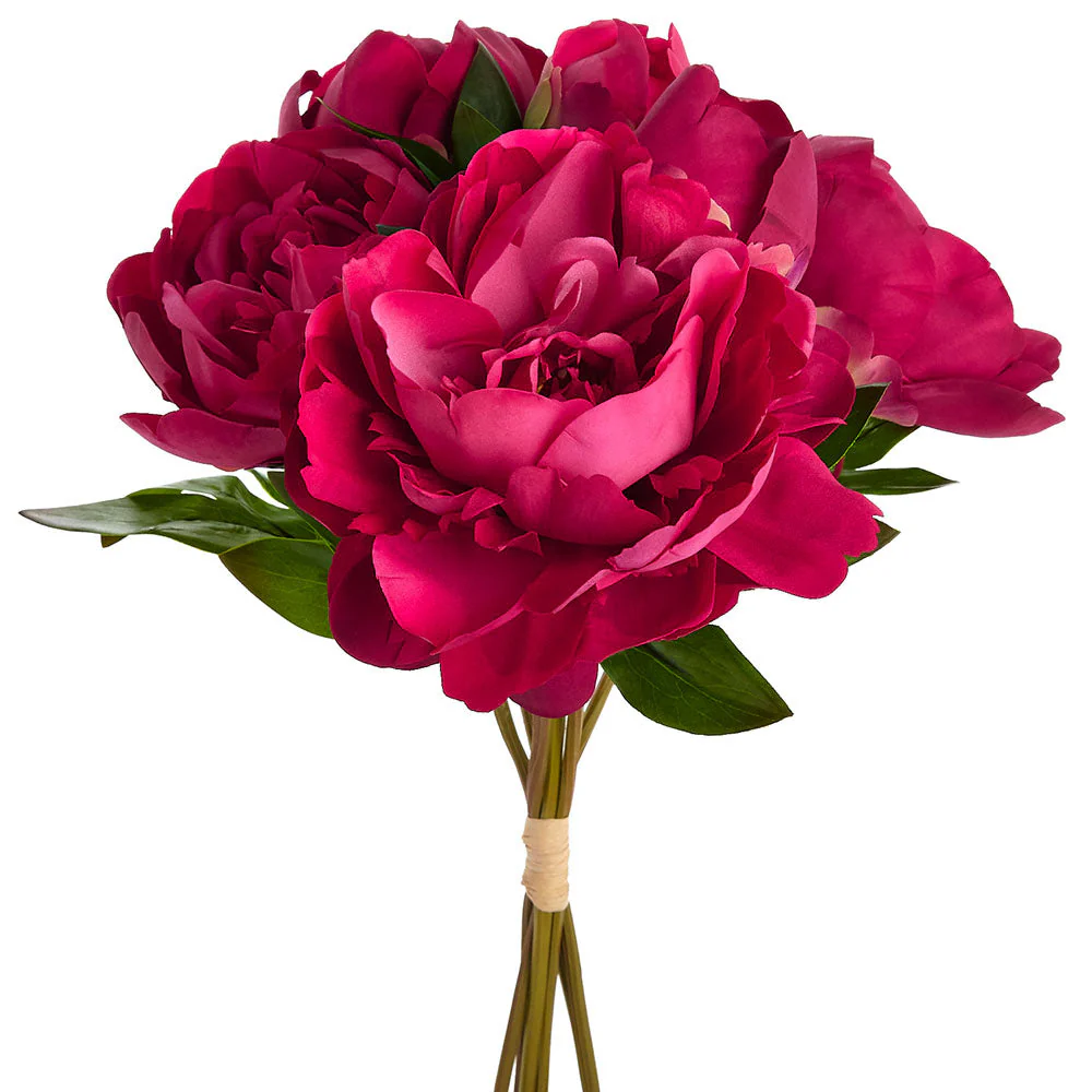 14" Real Touch Peony Silk Flower Stem Bundle -Red (Pack of 12)