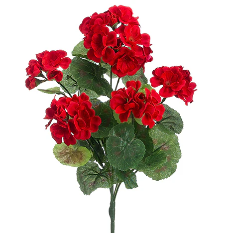 14" Silk Geranium Flower Bush -Red (Pack of 18)
