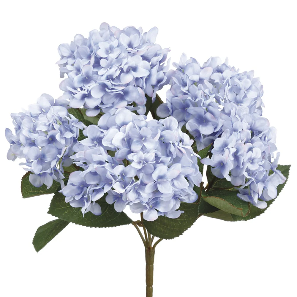 14" Silk Hydrangea Flower Bush -Blue/Delphinium (Pack of 12)