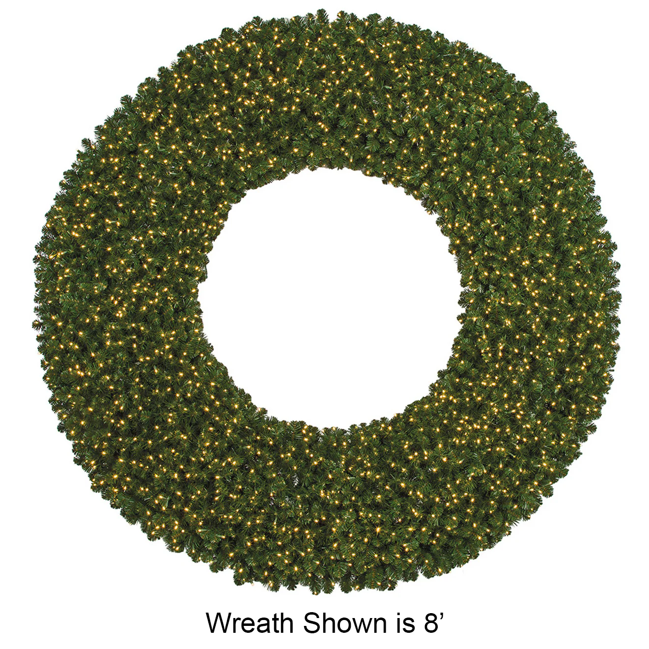 144" Commercial Outdoor Artificial Breckenridge Pine Wreath, LED Pre-Lit -Green