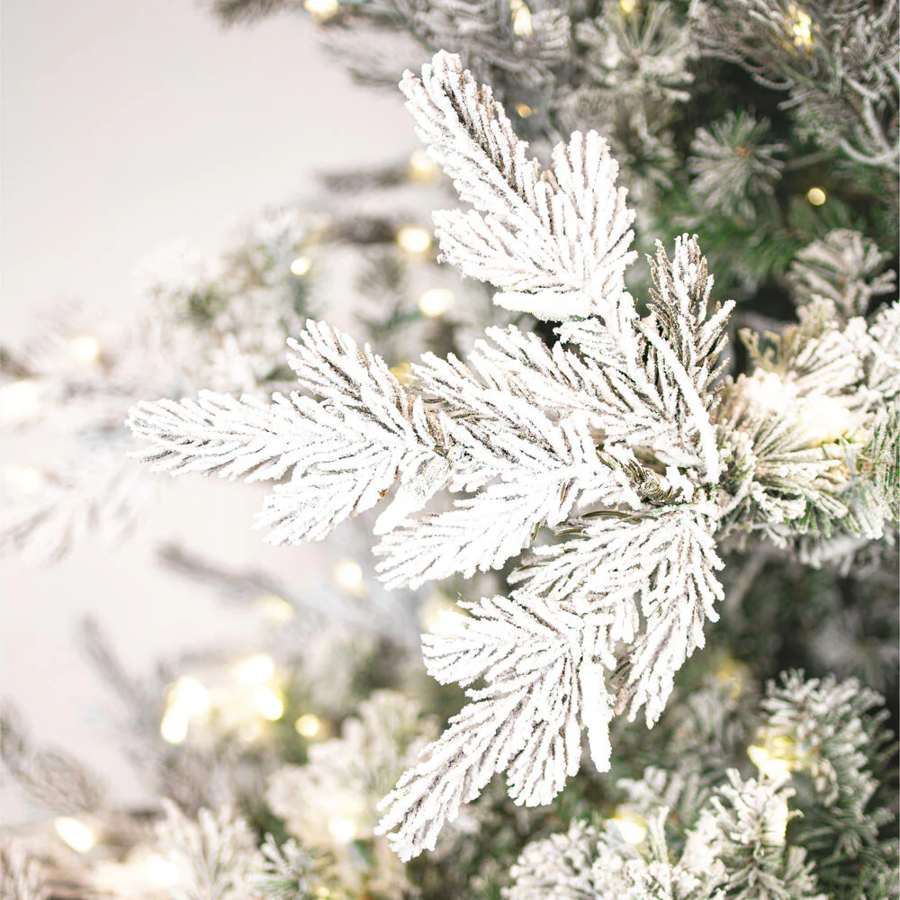 14'Hx104"W PE Flocked Kiana Artificial Christmas Tree, LED Pre-Lit -White - Image 2