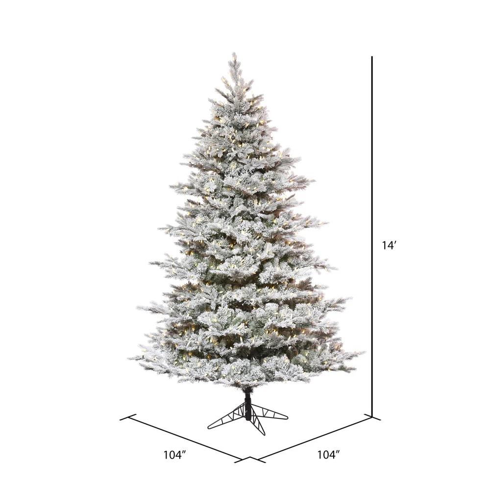 14'Hx104"W PE Flocked Kiana Artificial Christmas Tree, LED Pre-Lit -White - Image 3
