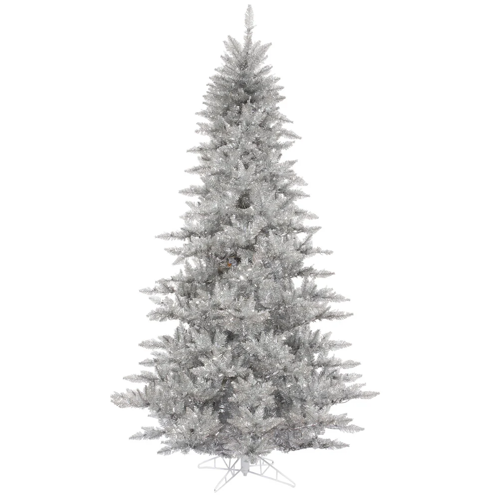 14'Hx84"W Tinsel Fir Artificial Christmas Tree, Unlit -Silver