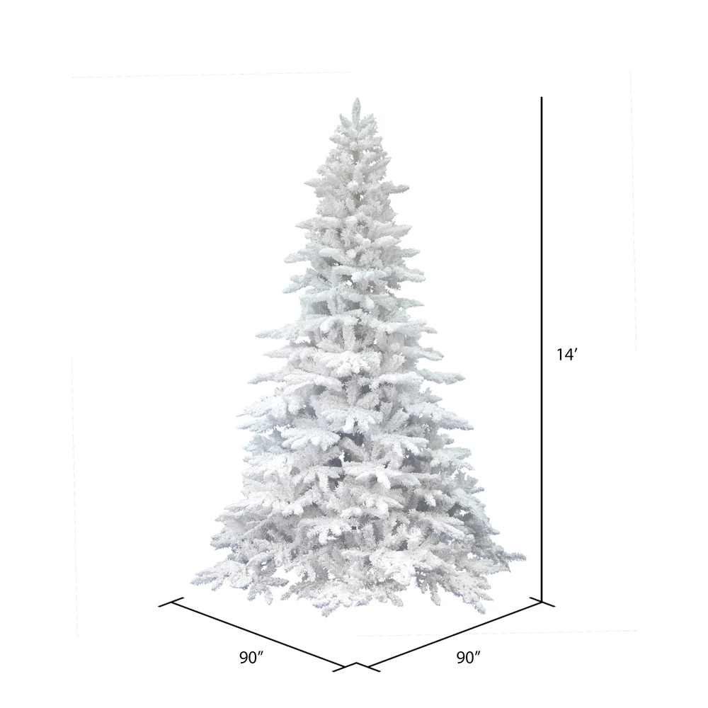 14'Hx90"W Flocked White Spruce Artificial Christmas Tree, Unlit -White - Image 3