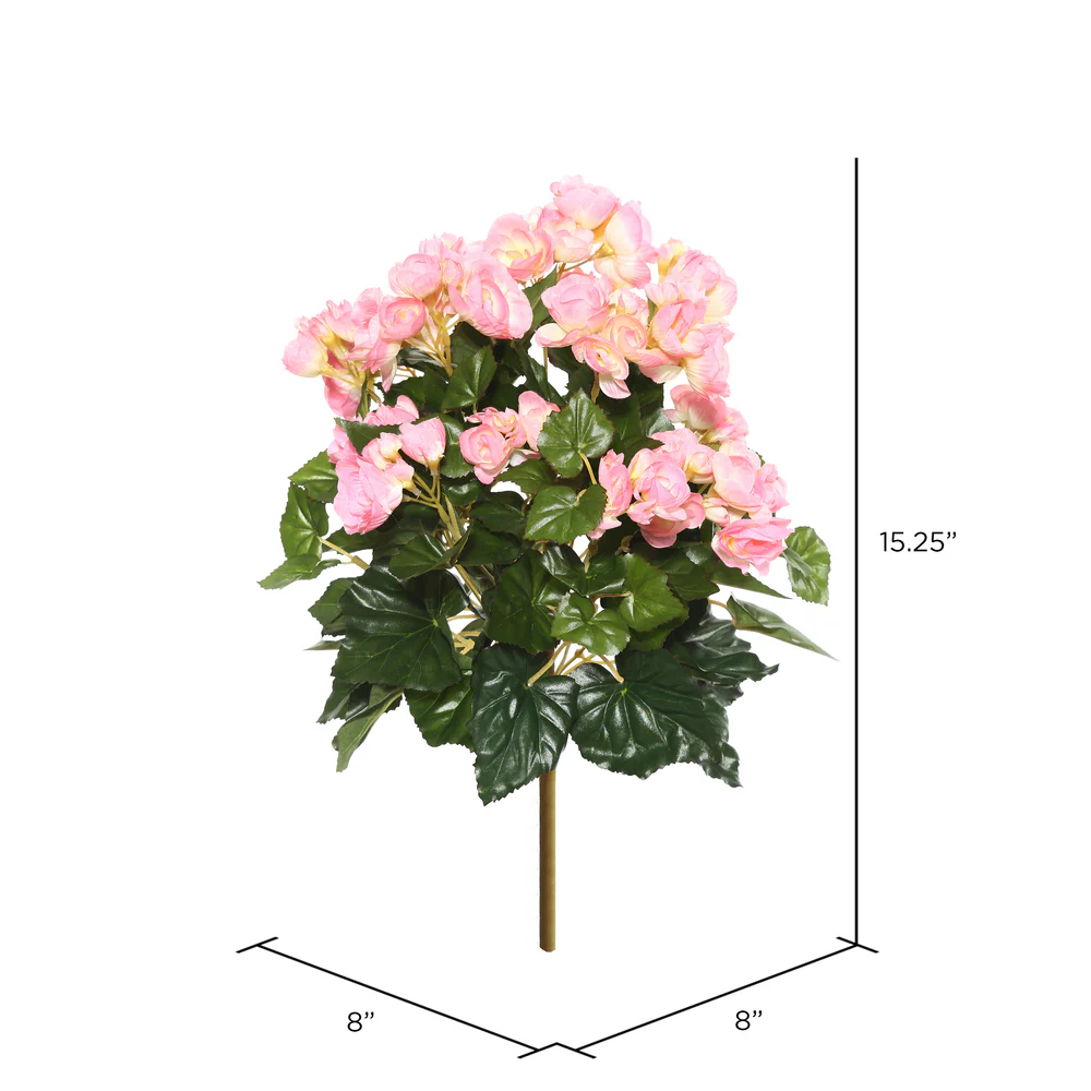 15.25" Silk Begonia Flower Bush -Light Pink (Pack of 4) - Image 2