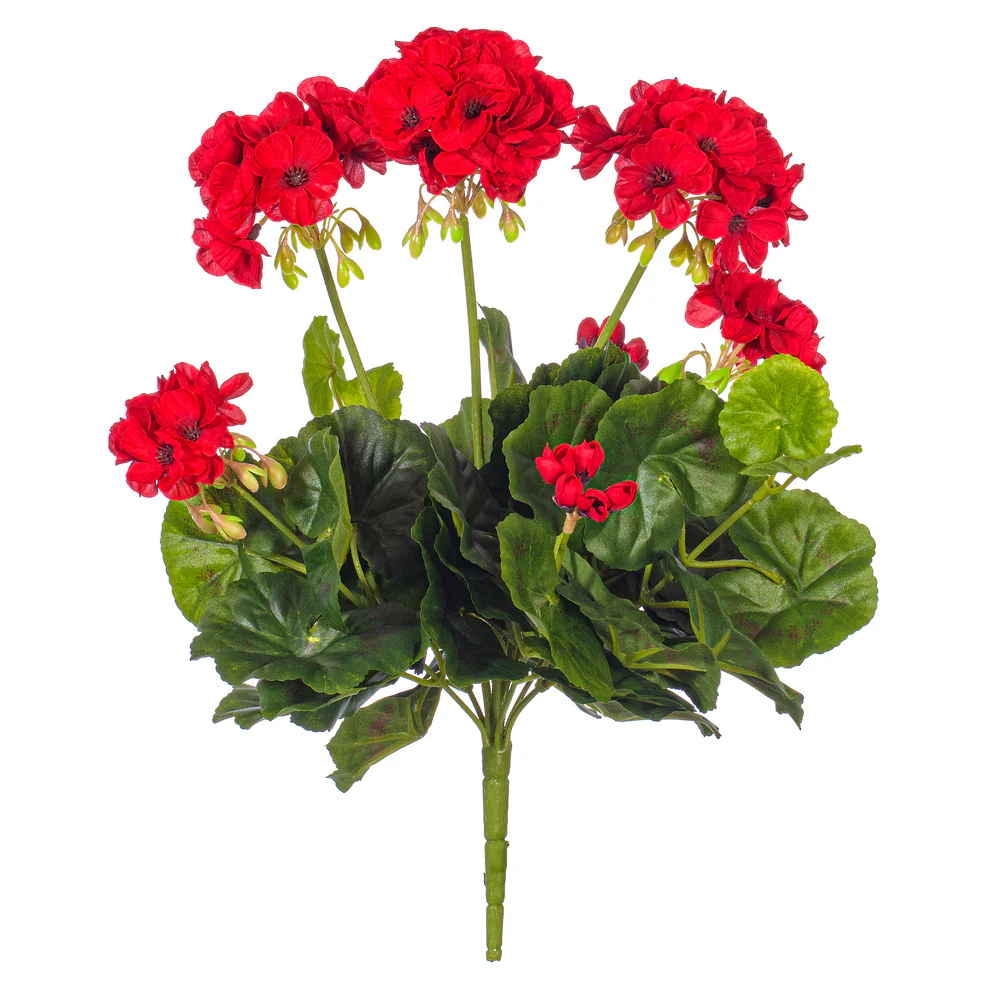 15.25" Silk Geranium Flower Bush -Red (Pack of 6)