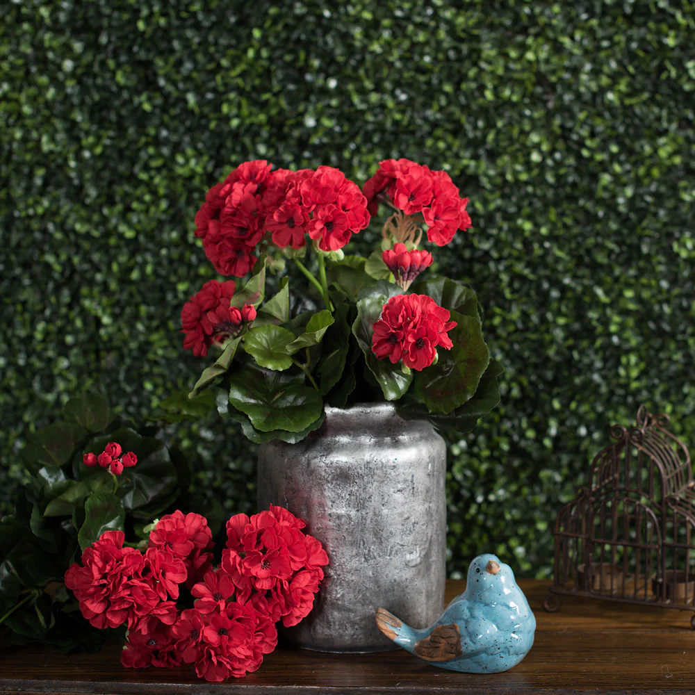 15.25" Silk Geranium Flower Bush -Red (Pack of 6) - Image 4