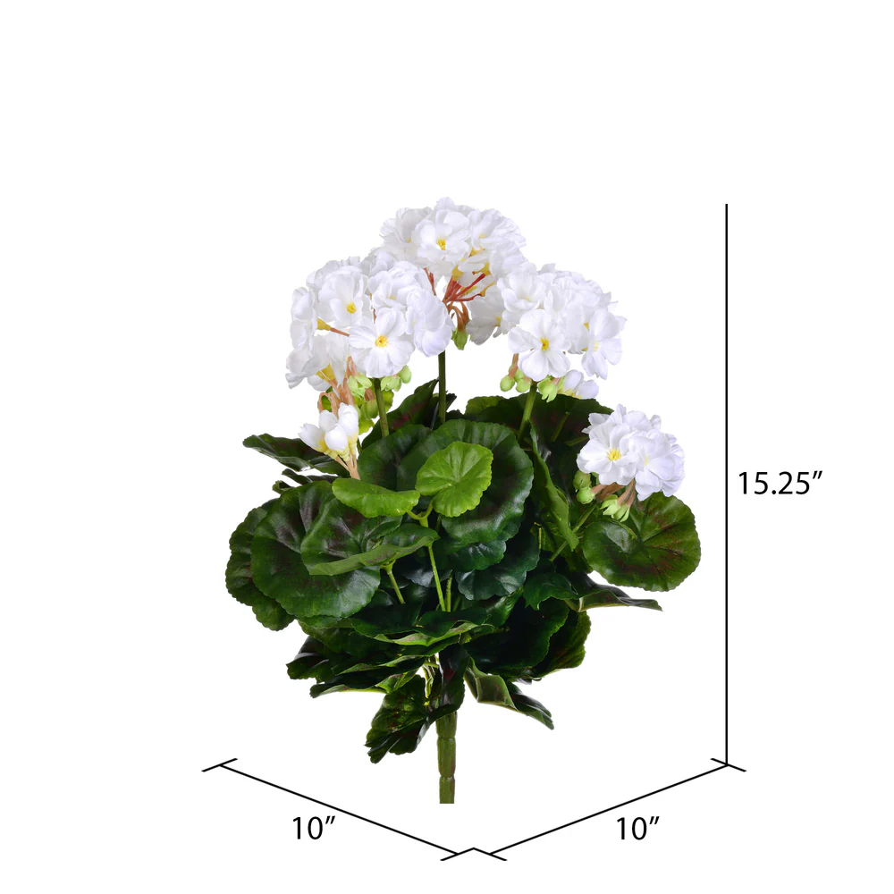 15.25" Silk Geranium Flower Bush -White (Pack of 6) - Image 2