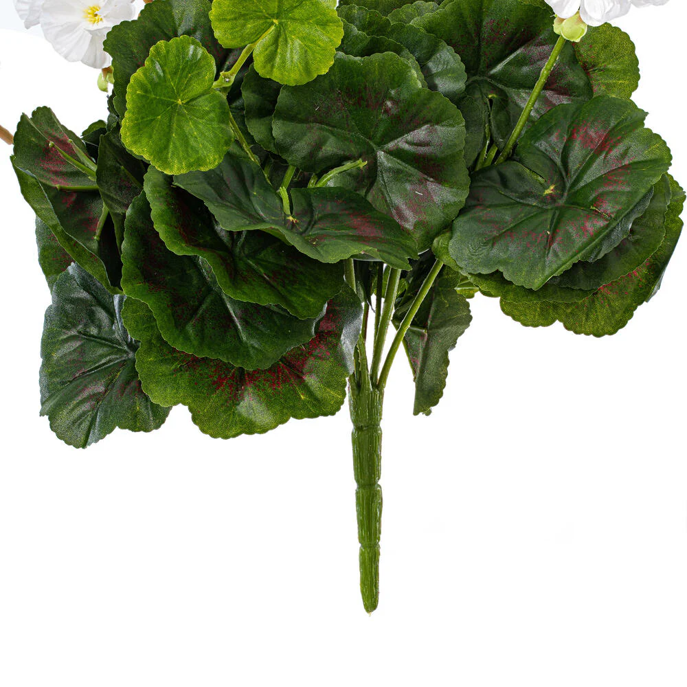 15.25" Silk Geranium Flower Bush -White (Pack of 6) - Image 4