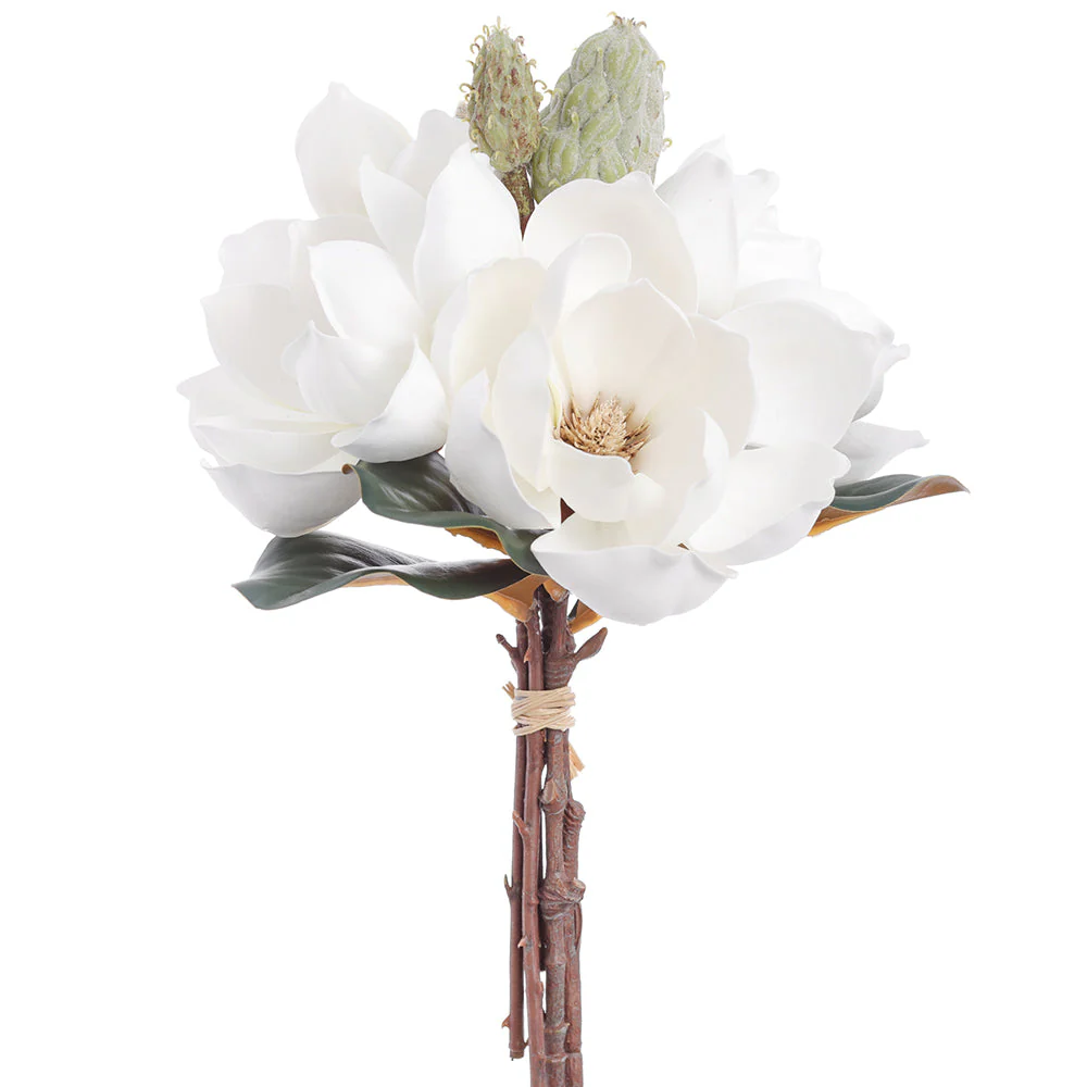 15.3" Magnolia Silk Flower Bouquet -White (Pack of 12)
