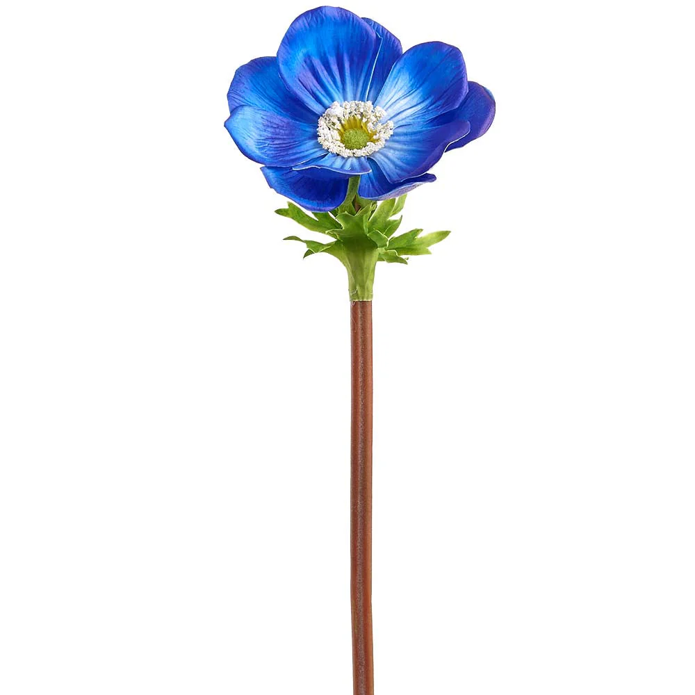 15.5" Anemone Silk Flower Stem -Blue (Pack of 12)
