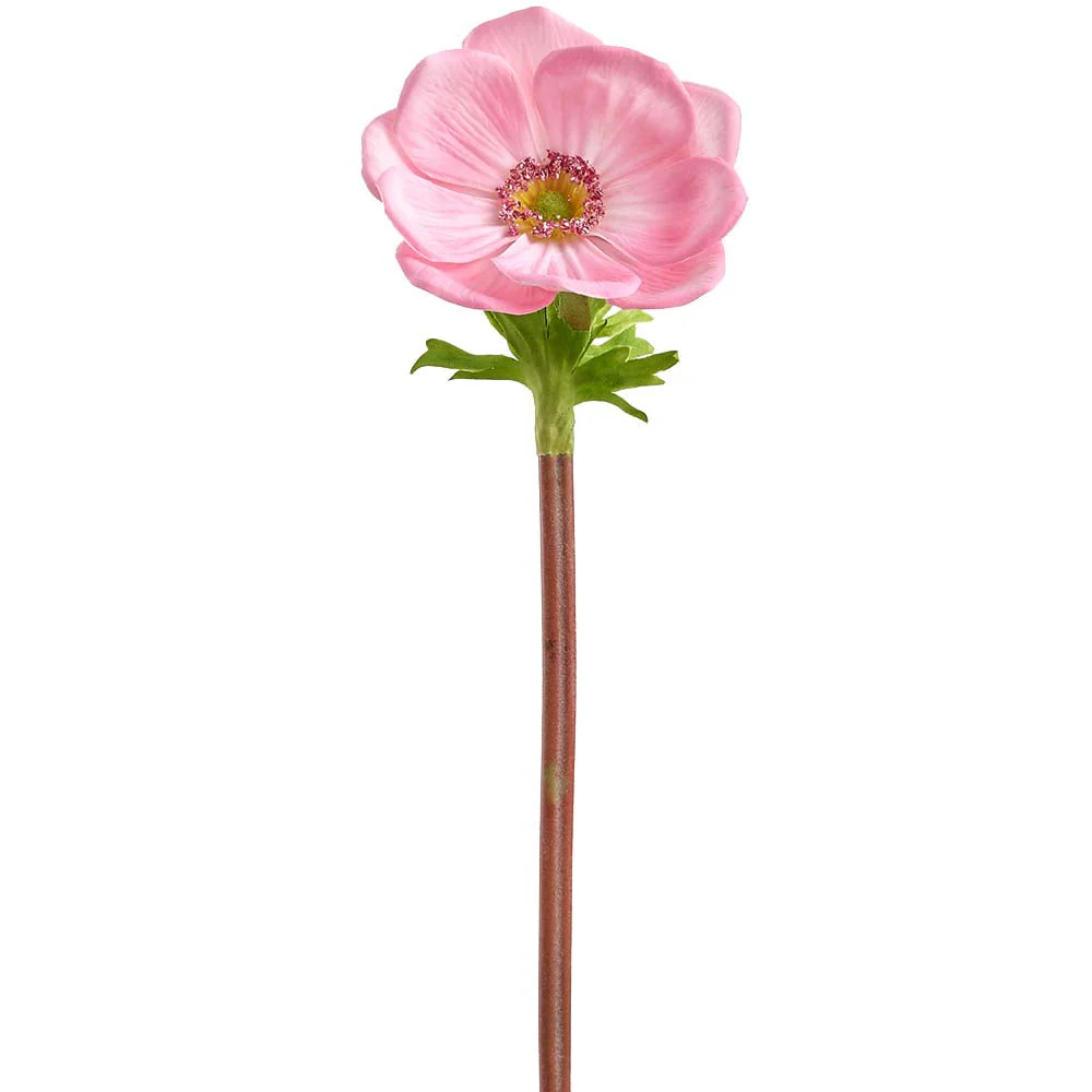 15.5" Anemone Silk Flower Stem -Pink (Pack of 12)