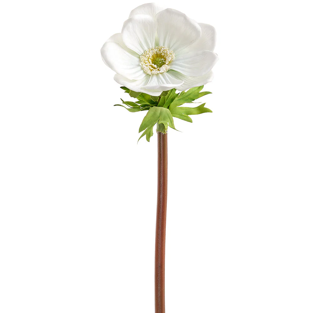15.5" Anemone Silk Flower Stem -White (Pack of 12)