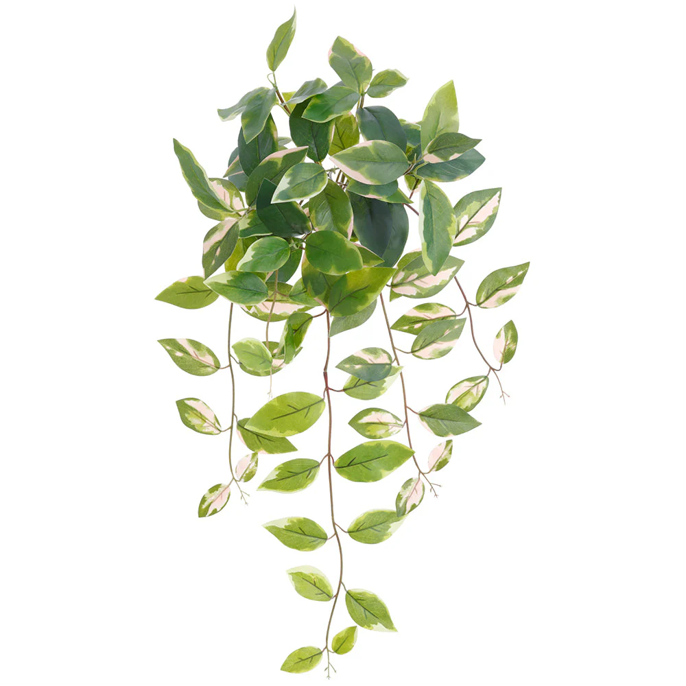 15.5" Hanging Artificial Hoya Leaf Plant -Green/Pink (Pack of 12)
