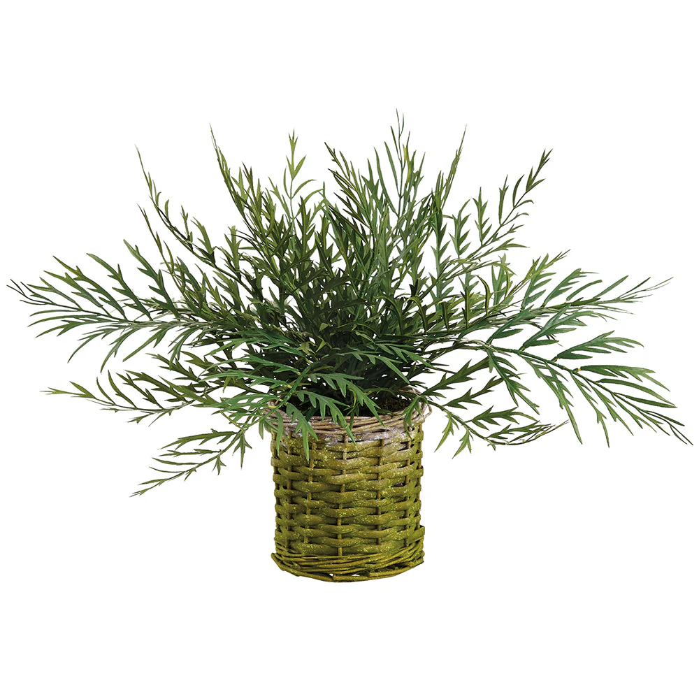 15.5" Hen And Chicken Fern Artificial Plant w/Basket -Green (Pack of 4)