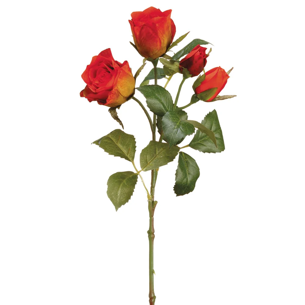 15.5" Rose Silk Flower Stem -Brick (Pack of 12)