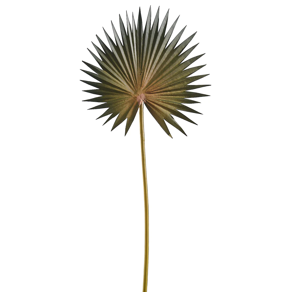15.5" Silk Fan Palm Leaf Stem -Green (Pack of 12)