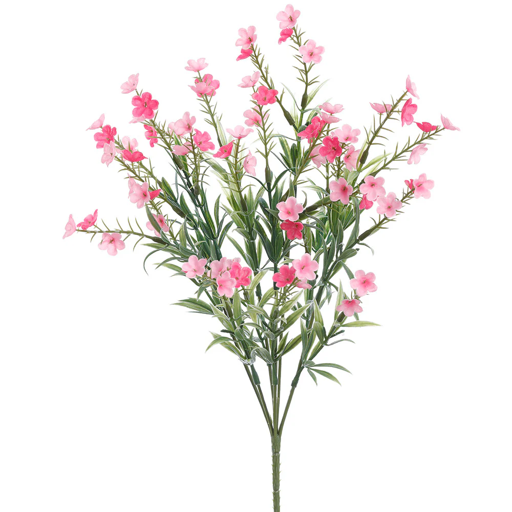15.5" Waxflower Silk Flower Bush -2 Tone Pink (Pack of 24)