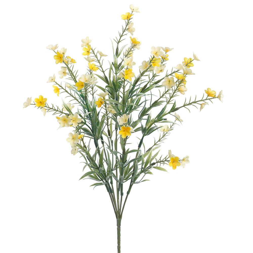 15.5" Waxflower Silk Flower Bush -2 Tone Yellow (Pack of 24)