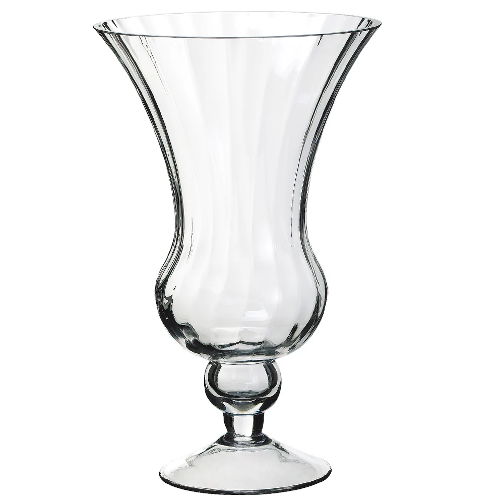 15.7"Hx9.9"W Footed Hurricane Glass Vase -Clear