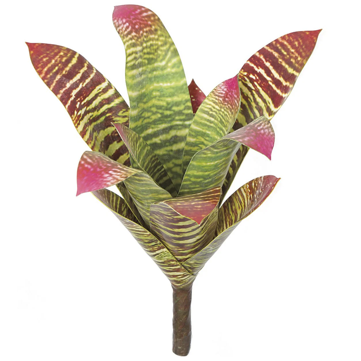 15" Artificial Bromeliad Plant -Green/Burgundy (Pack of 6)