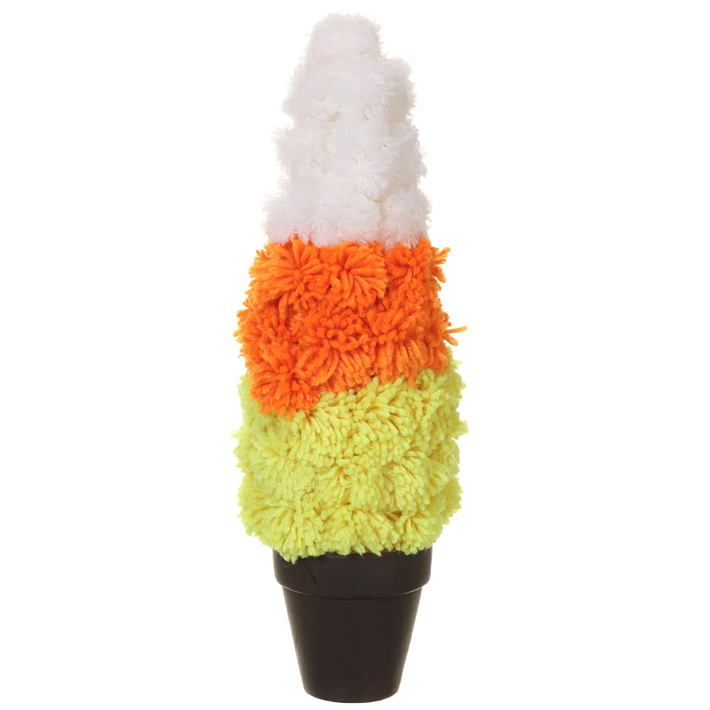 15" Cone-Shaped Pompon Topiary w/Pot -Yellow/Orange (Pack of 2)