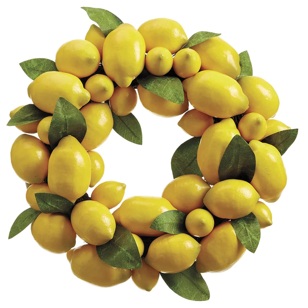 15" Fake Lemon Wreath -Yellow (Pack of 2)