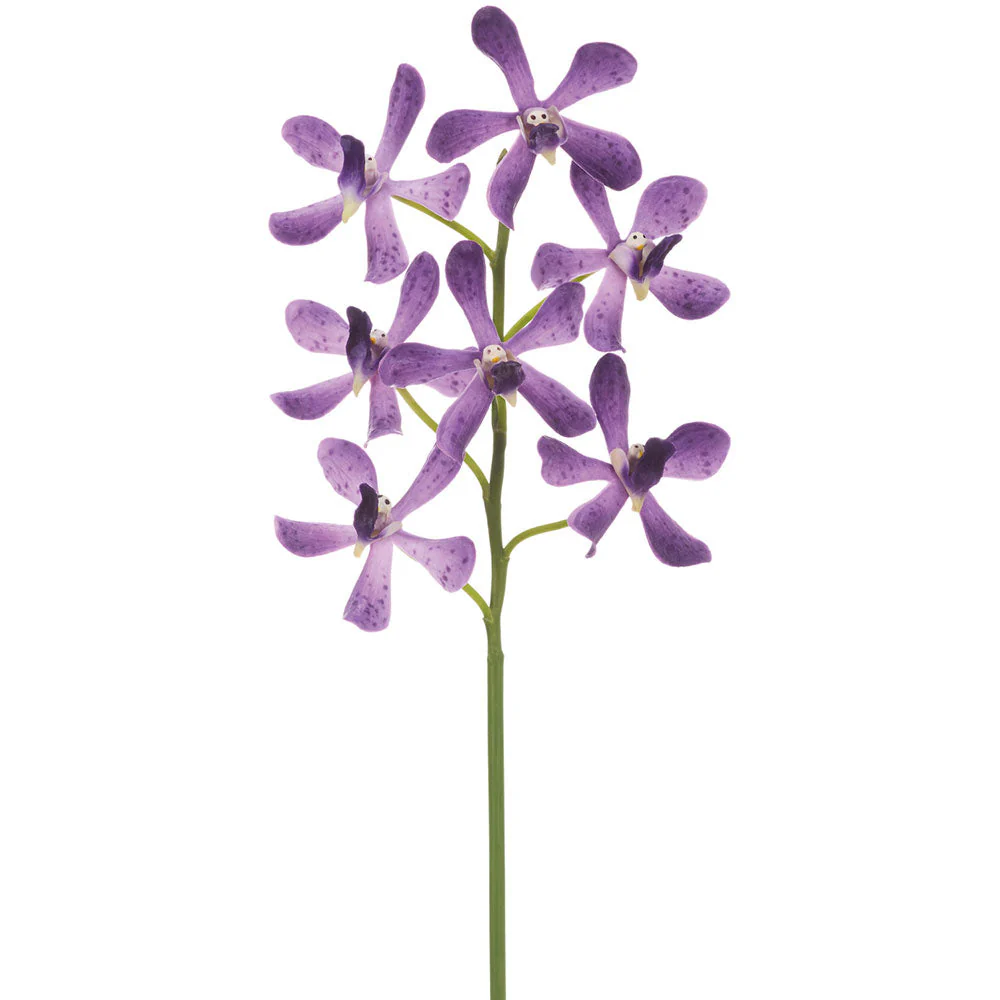 15" Hand-Wrapped Panee Vanda Orchid Silk Flower Stem -Violet (Pack of 6)