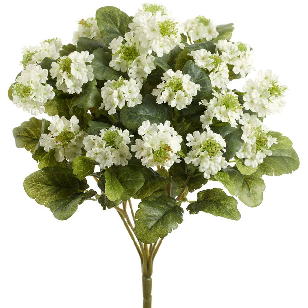 15" Lantana Silk Flower Bush -White (Pack of 12)