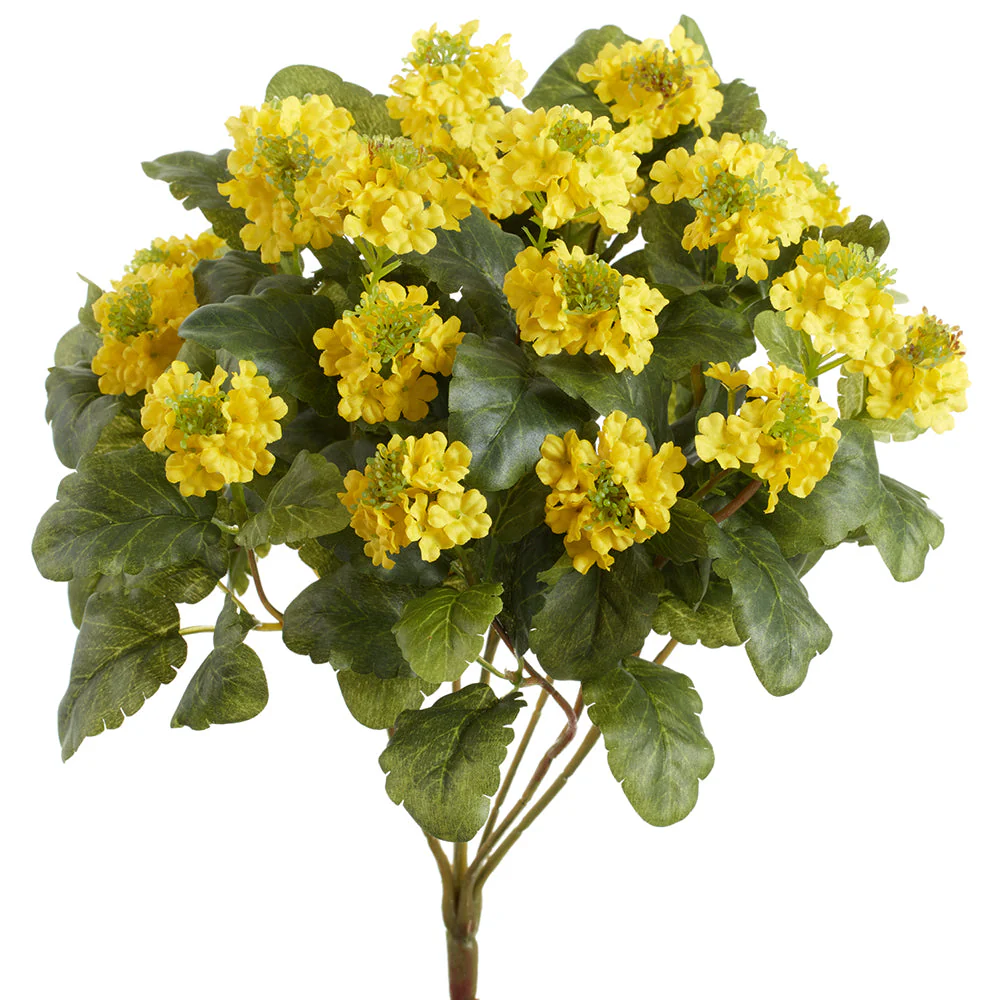 15" Lantana Silk Flower Bush -Yellow (Pack of 12)