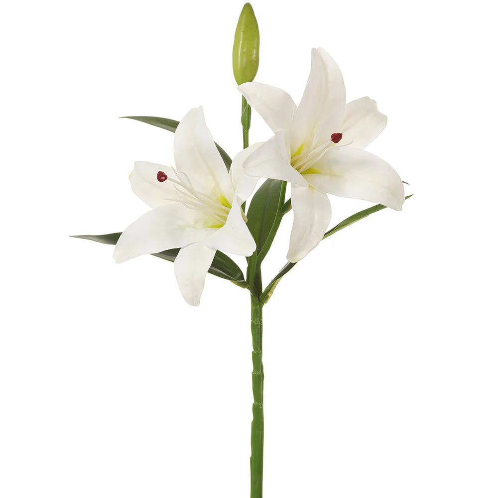 15" Lily Silk Flower Stem -White (Pack of 12)