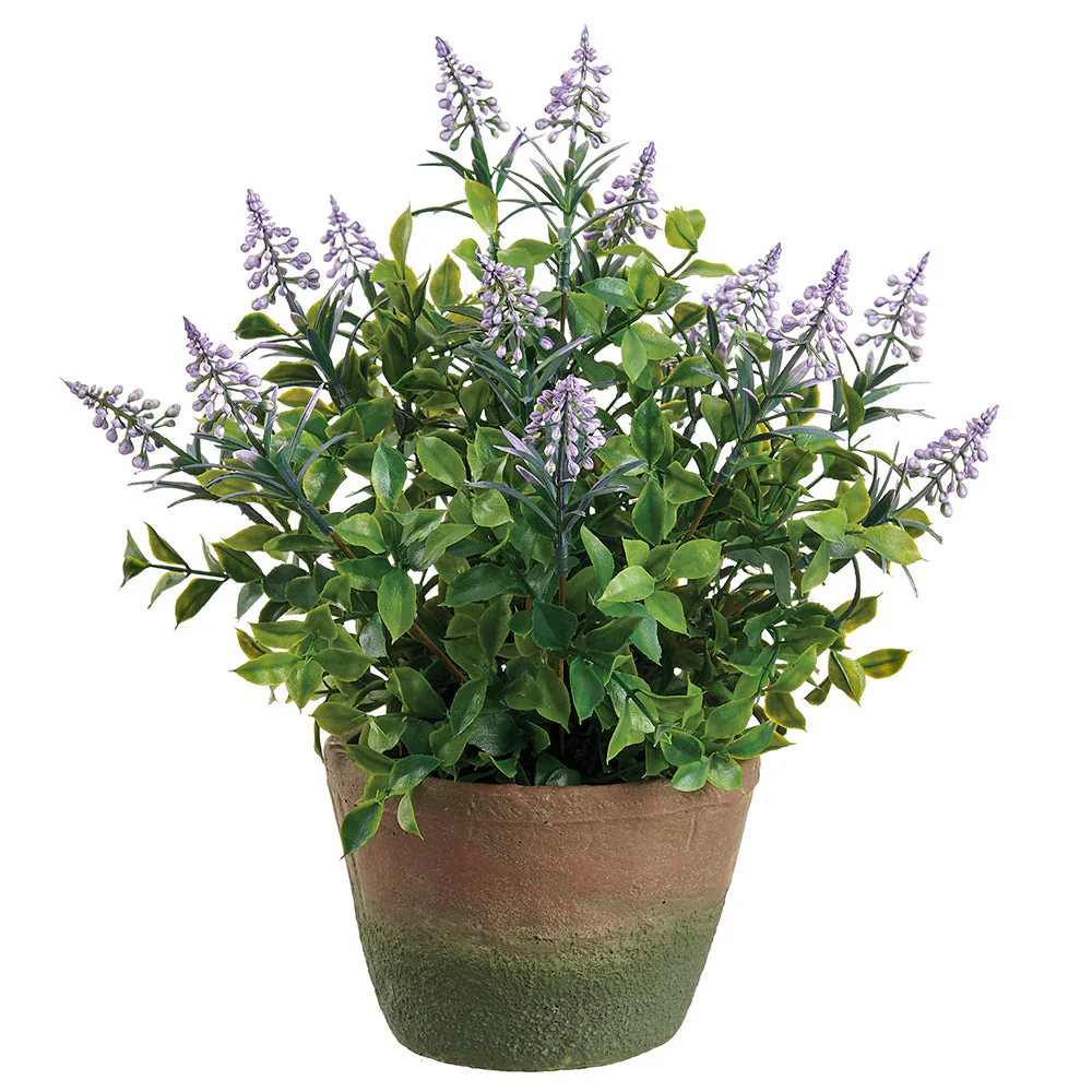 15" Muscari Silk Flower Arrangement w/Cement Pot -Lavender/Purple