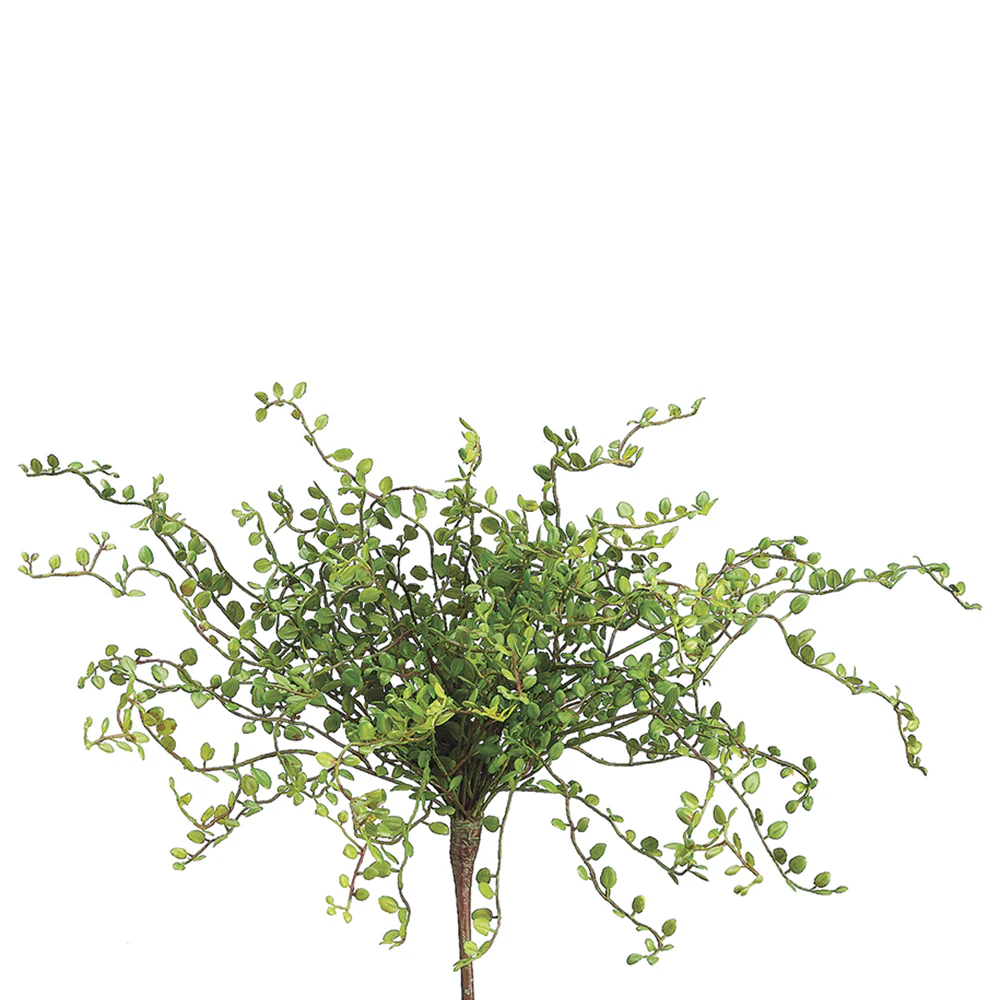 15" Plastic Button Leaf Artificial Plant -Green (Pack of 12)