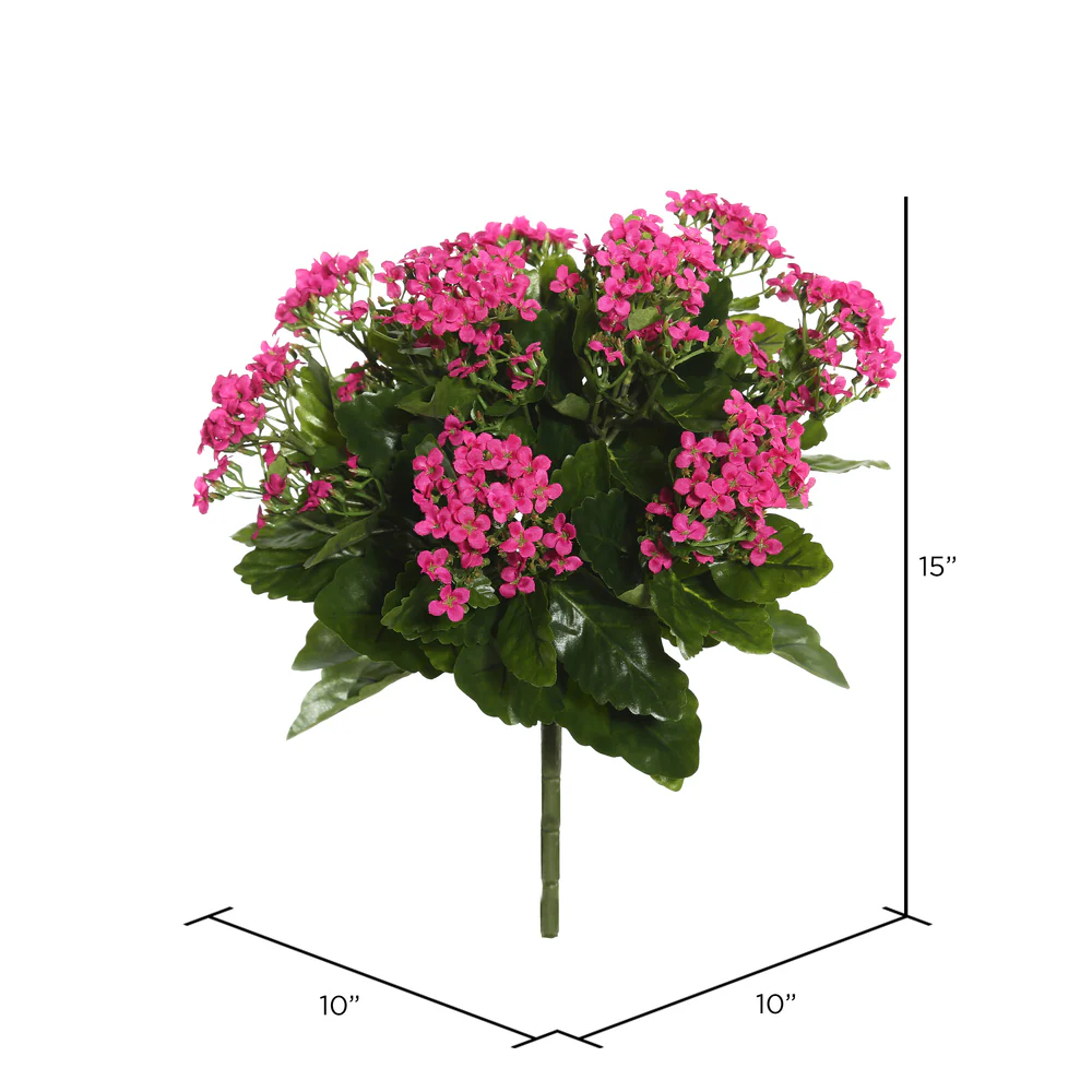 15" Silk Kalanchoe Flower Bush -Hot Pink (Pack of 4) - Image 3