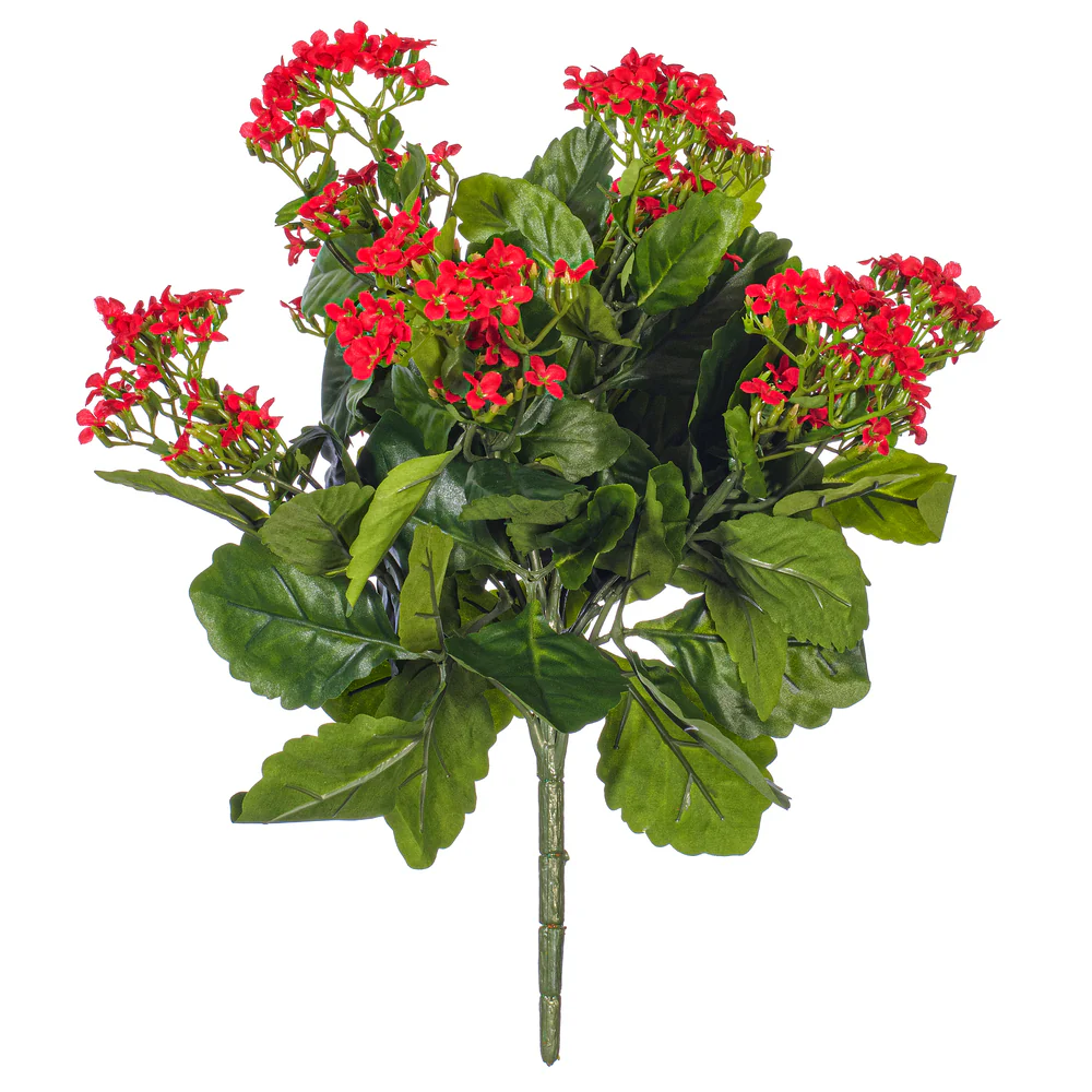 15" Silk Kalanchoe Flower Bush -Red (Pack of 4)