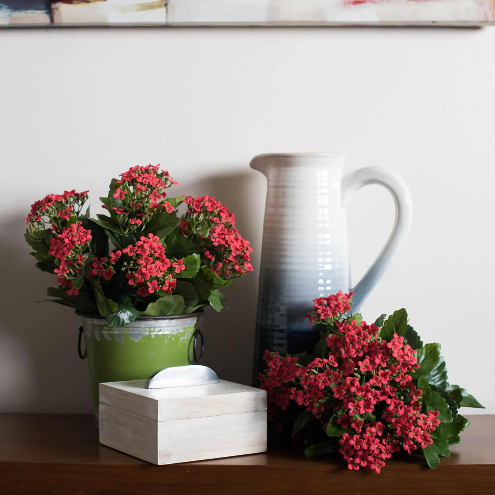 15" Silk Kalanchoe Flower Bush -Red (Pack of 4) - Image 4