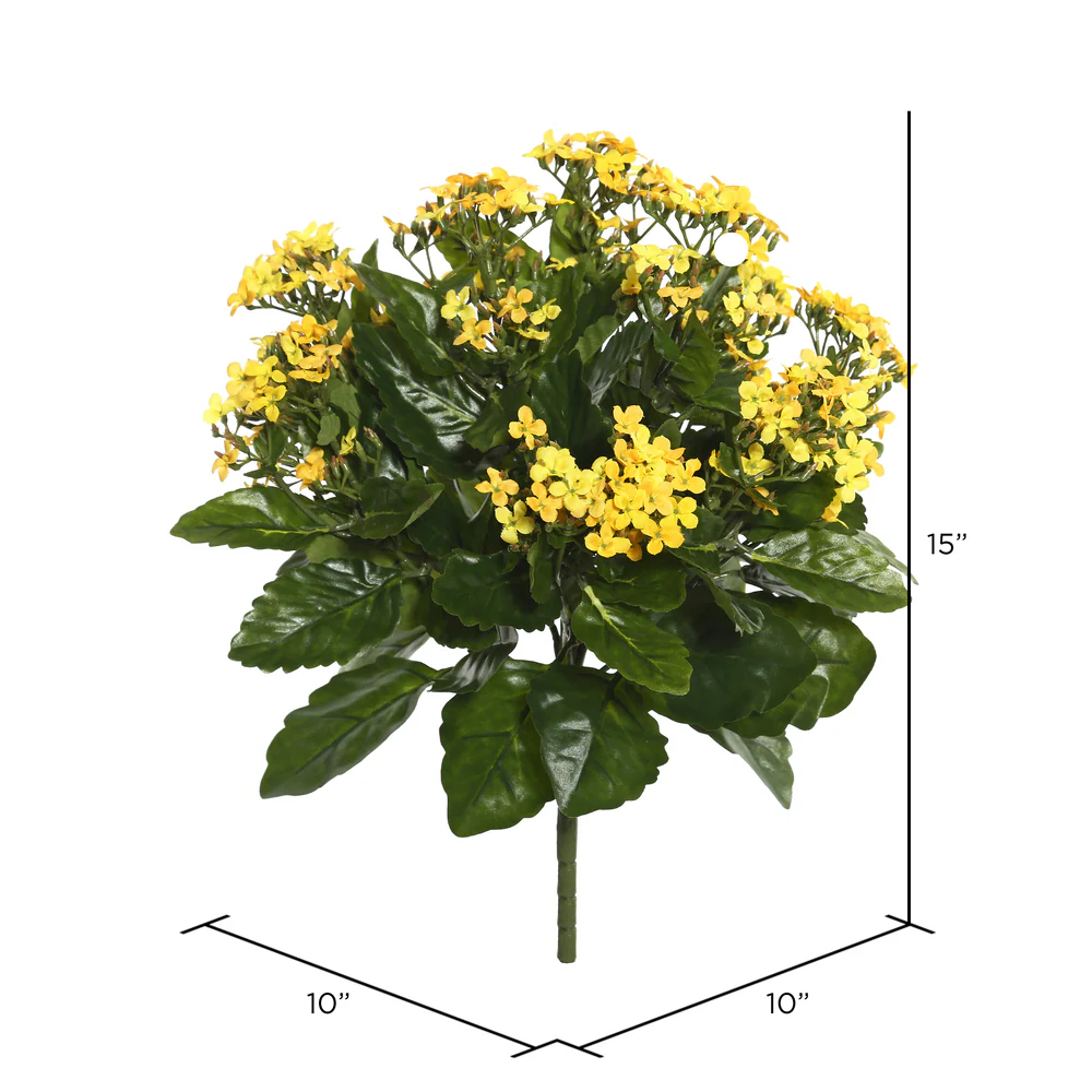 15" Silk Kalanchoe Flower Bush -Yellow (Pack of 4) - Image 3