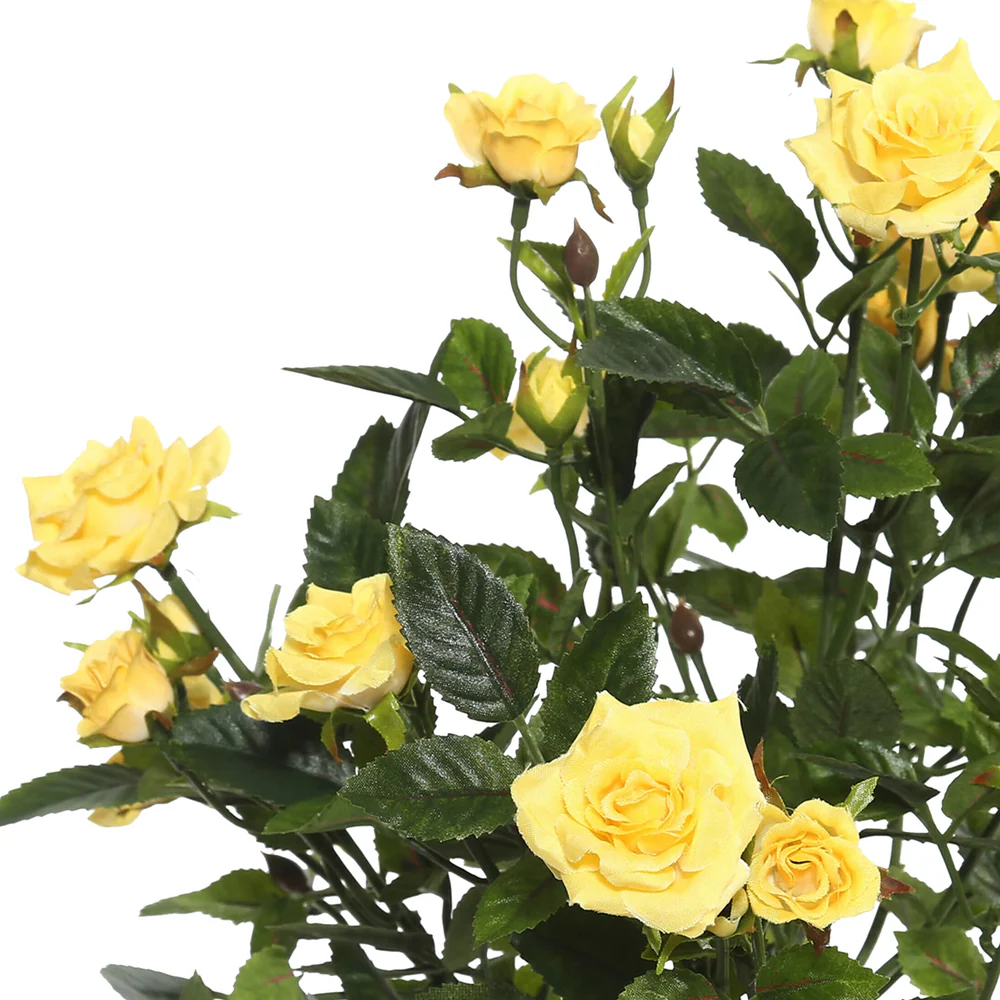 15" Silk Mini Diamond Rose Flower Bush -Yellow (Pack of 4) - Image 2