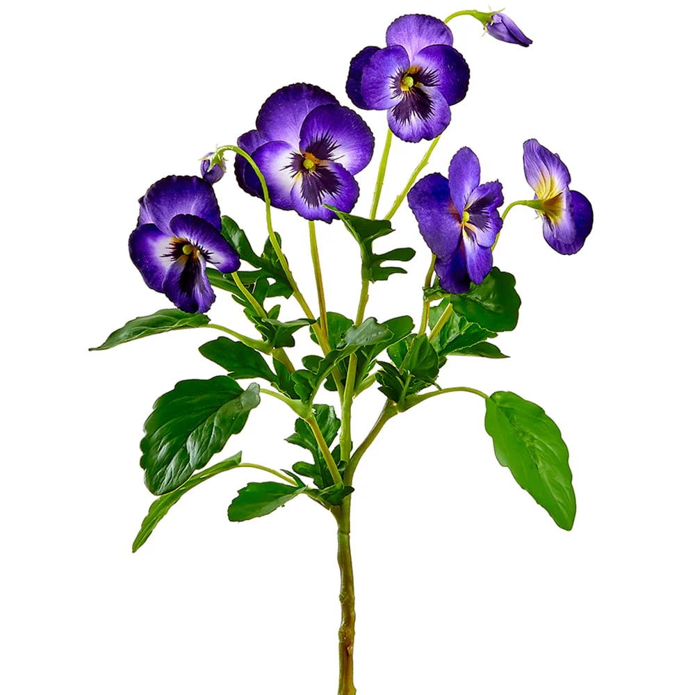15" Silk Pansy Flower Stem -Purple (Pack of 12)