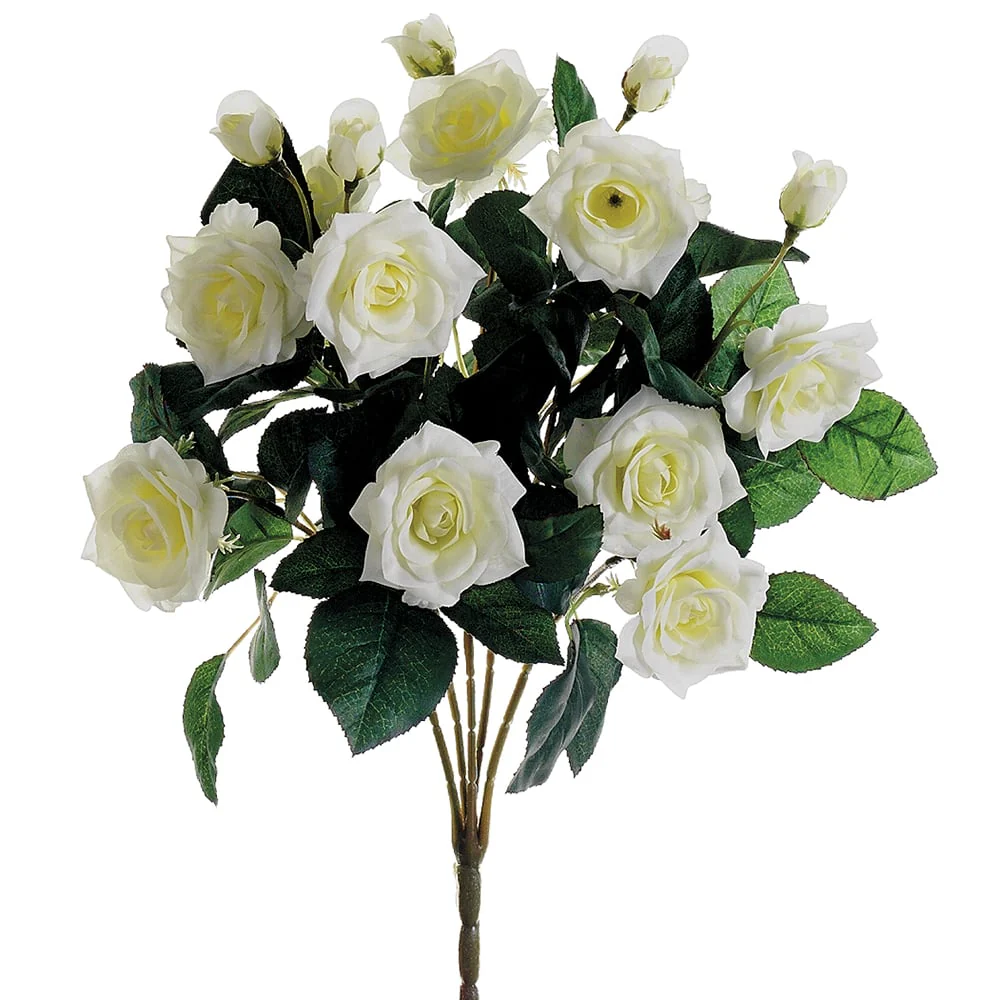 15" Silk Rose Flower Bush -Cream (Pack of 12)