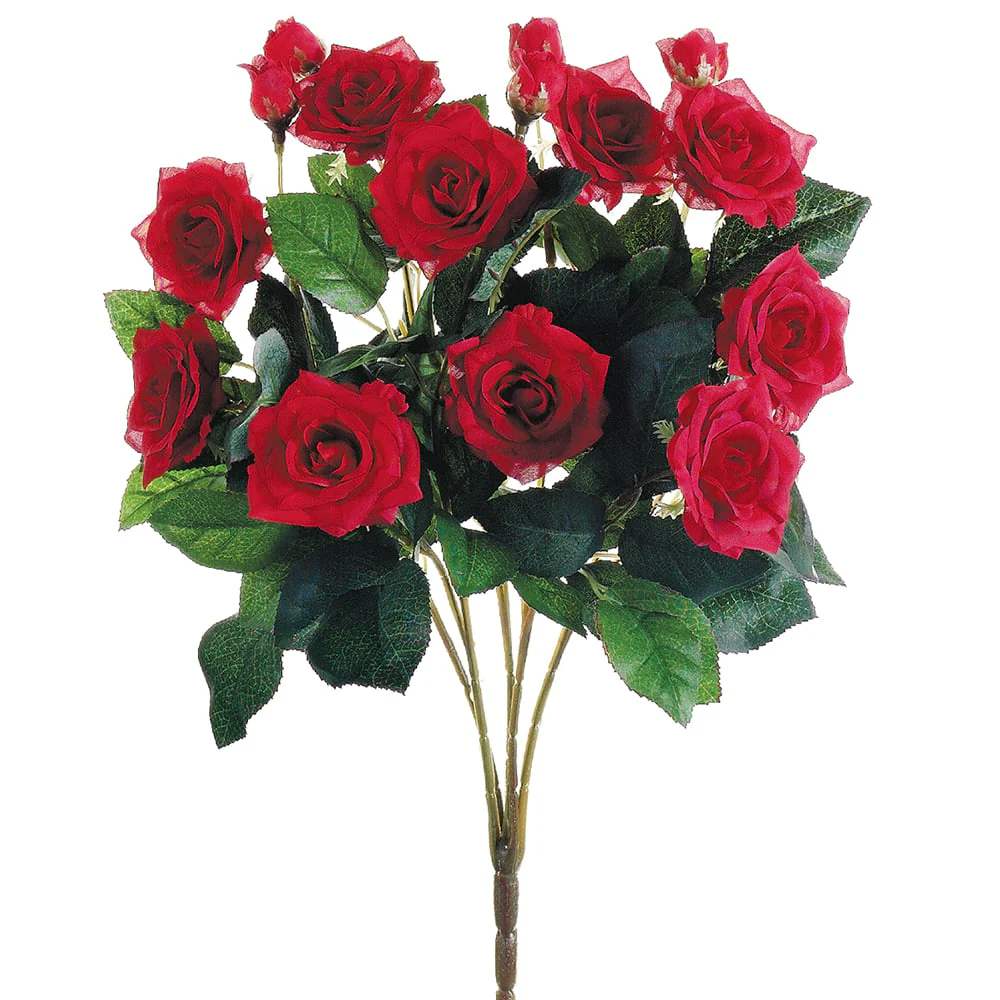 15" Silk Rose Flower Bush -Red (Pack of 12)