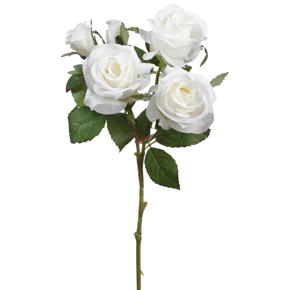 15" Silk Rose Flower Spray -White (Pack of 12)