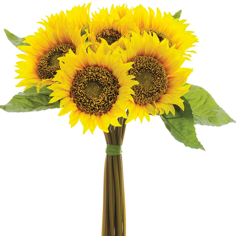 15" Sunflower Silk Flower Bouquet -Yellow (Pack of 6)